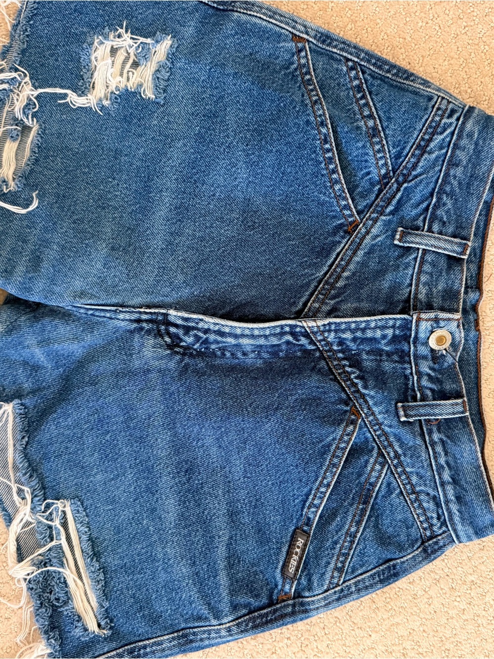 Classic Distressed Blue Denim Shorts